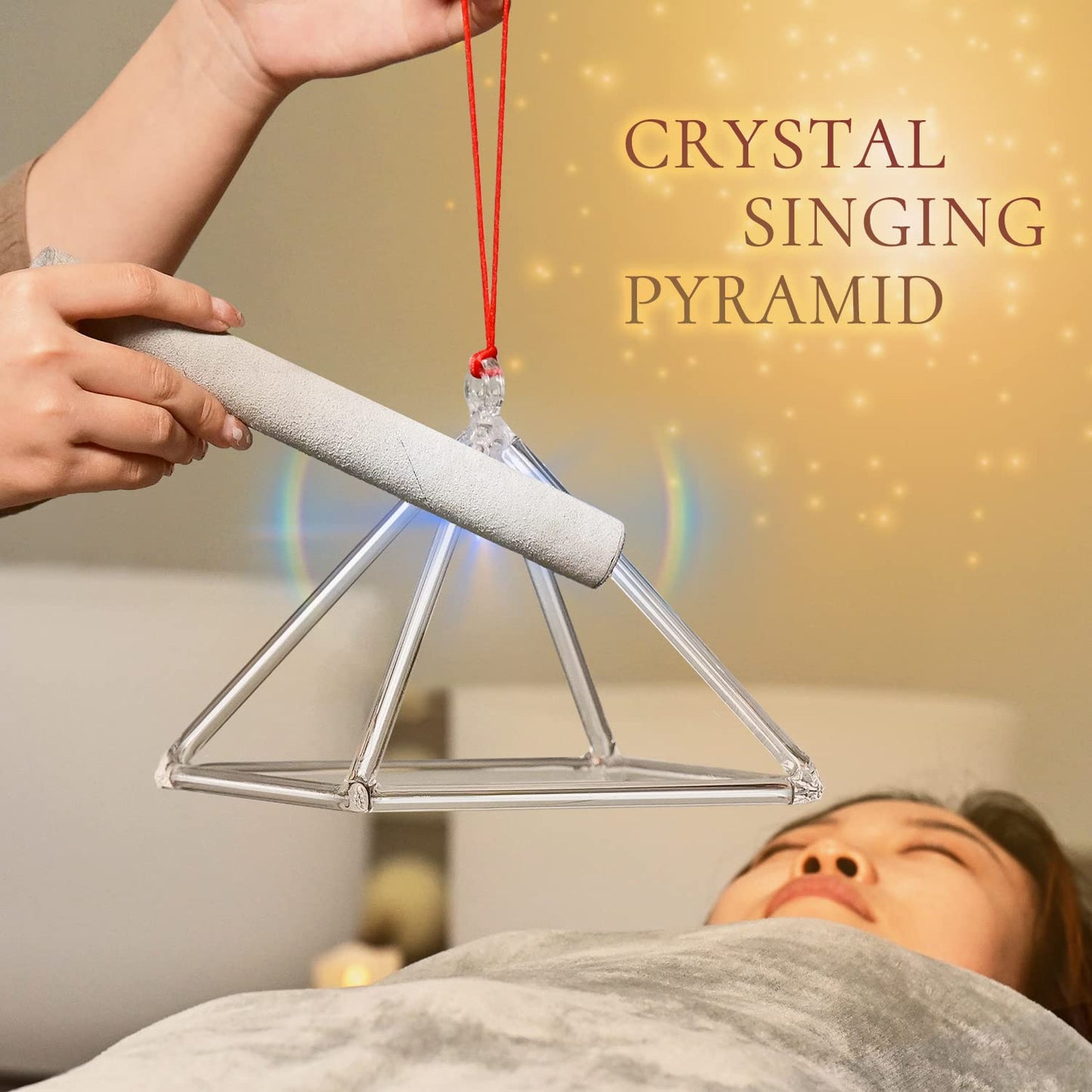 CVNC 12 Inch Quartz Crystal Singing Pyramid Healing Musical Instrument + Carry Case Bag Powerful Energy