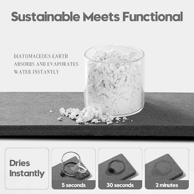 2PCS Bathroom Trays, Water Absorbing Diatomite Stone Quick Drying Mat