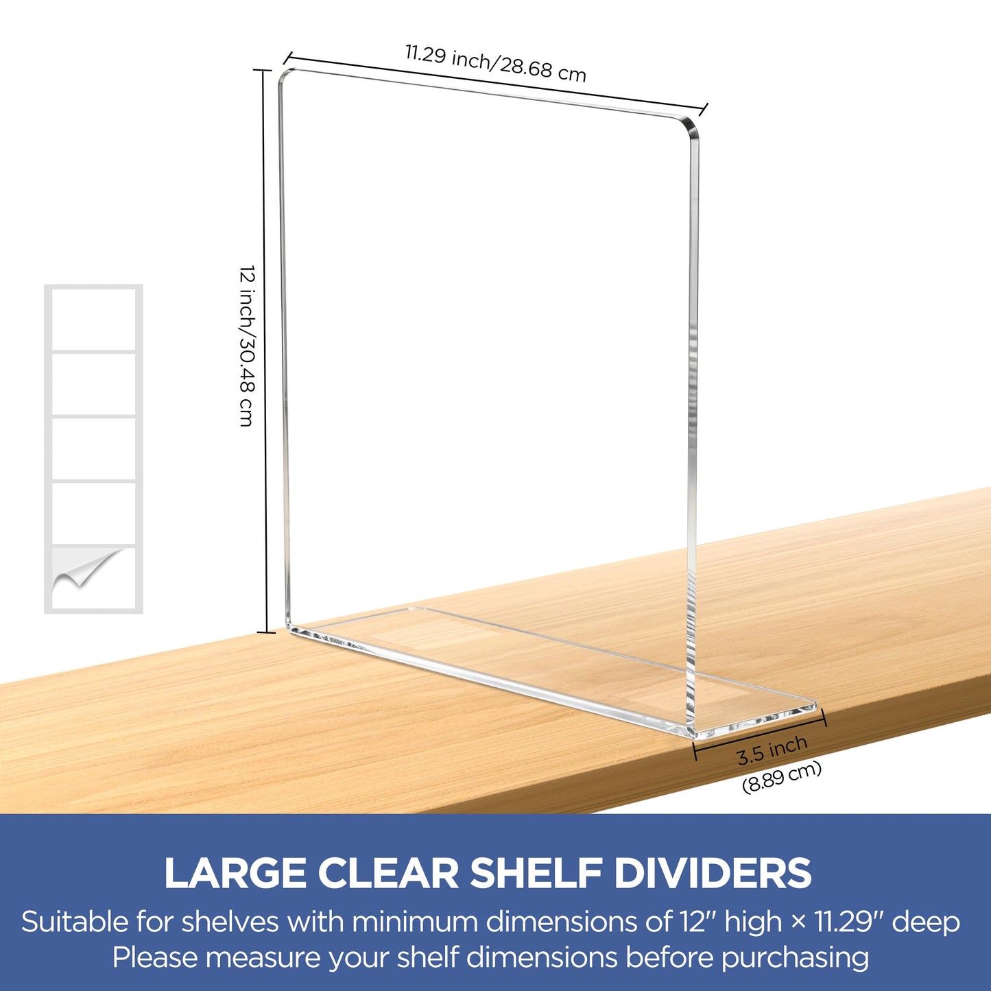 HBlife Acrylic Shelf Dividers for Closet Organization, 6 Pack 12 Inches [Extra Tall Version] Closet Dividers for Shelves, Clear Purse Organizer for Sweater, Shirts, Handbags in Bedroom and Office