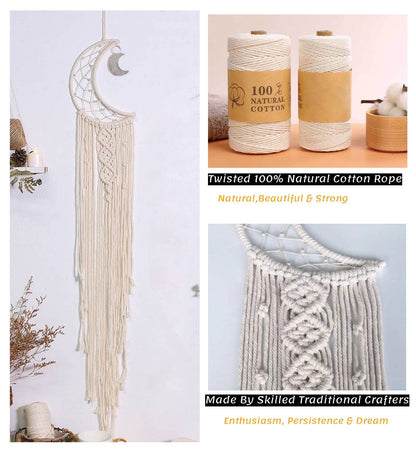 Dream Catchers, Moon Dream Catcher with Lights-Macrame Dreamcatcher Bedroom Wall Decor,Dream Catcher Girls Room Decor Teenager,Moon Gifts Dream Catchers for Boys Mom Women-Catcher Boho Wall Decor