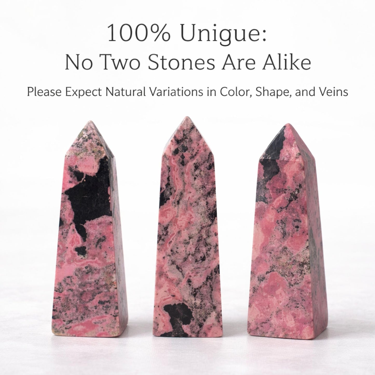 Natural Rhodonite Crystal Tower - Peruvian Real Crystals for Meditation, Reiki & Heart Chakra Healing. Pink Obelisk Decor Gift (5 to 6 oz)