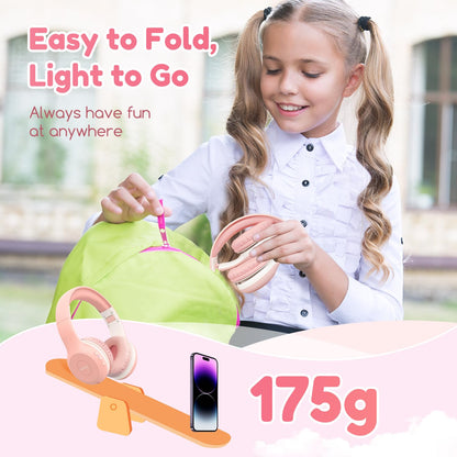 EarFun Kids Headphones Wireless, Bluetooth 5.4 Headphone for Child with Mic, 85/94dB Volume Limited Foldable Over Ear, Hi-Fi Stereo Sound, 40H Playtime, Gifts for Girl, Tablet/Phone/PC, School/Travel