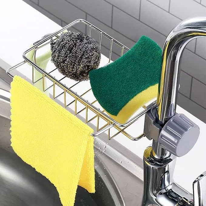 Sponge Holder for Kitchen Sink, Drying Rack for Sponges and Bottles