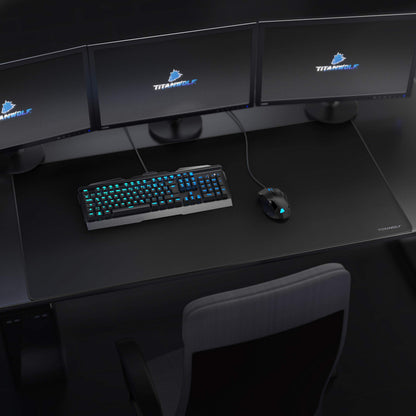 TITANWOLF - Extra Large Gaming Mouse Mat 1200x600mm Oversize - XXL Mouse Pad with motif - Desk Pad XXXL Extended – For Precision and Speed - Non-Slip Rubber Base – For Mouse and Keyboard - Black
