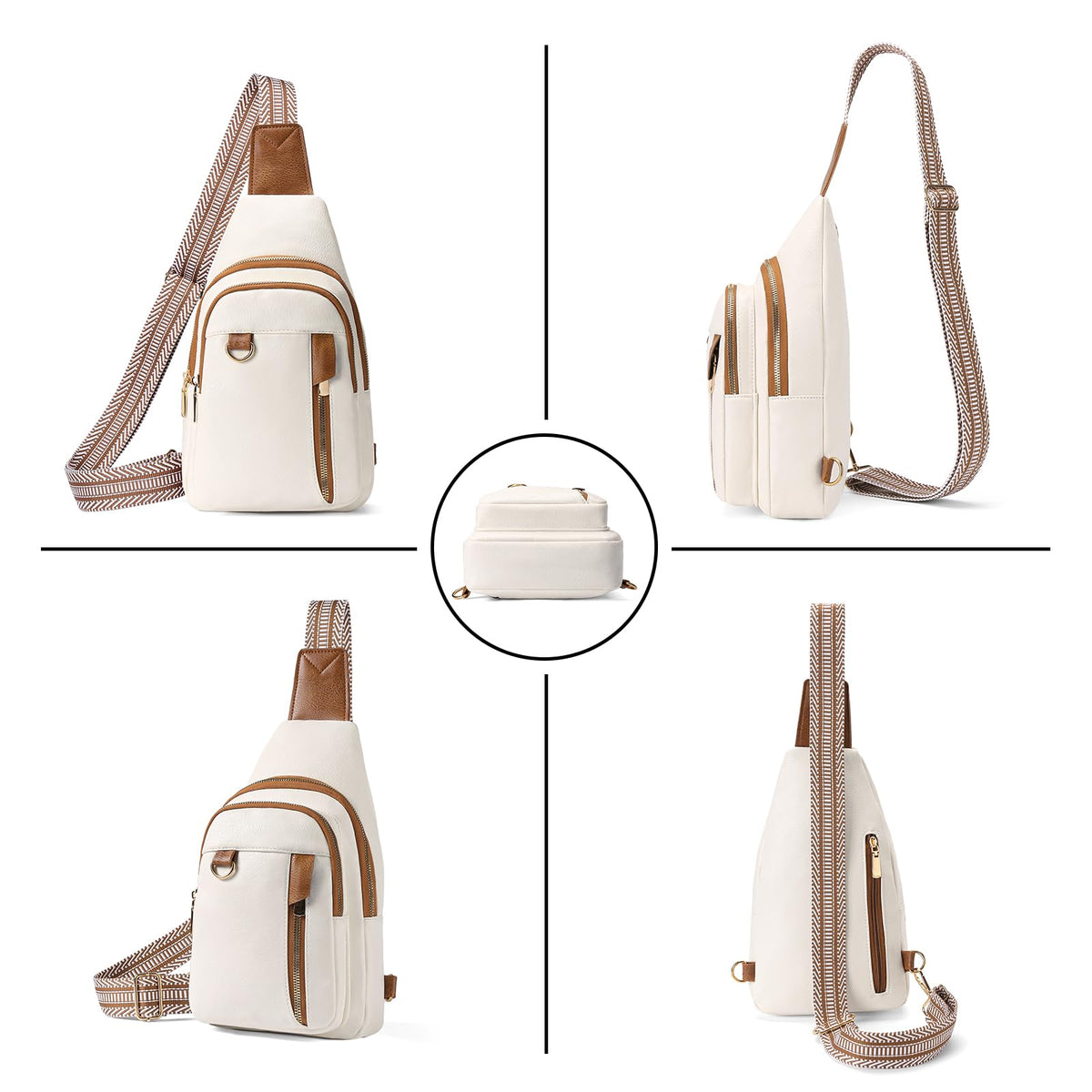 GAEKEAO Sling Bag for Women Vegan Leather Crossbody Bags Travel Fanny Packs Small Shoulder Purse Chest Bag Backpack Gifts