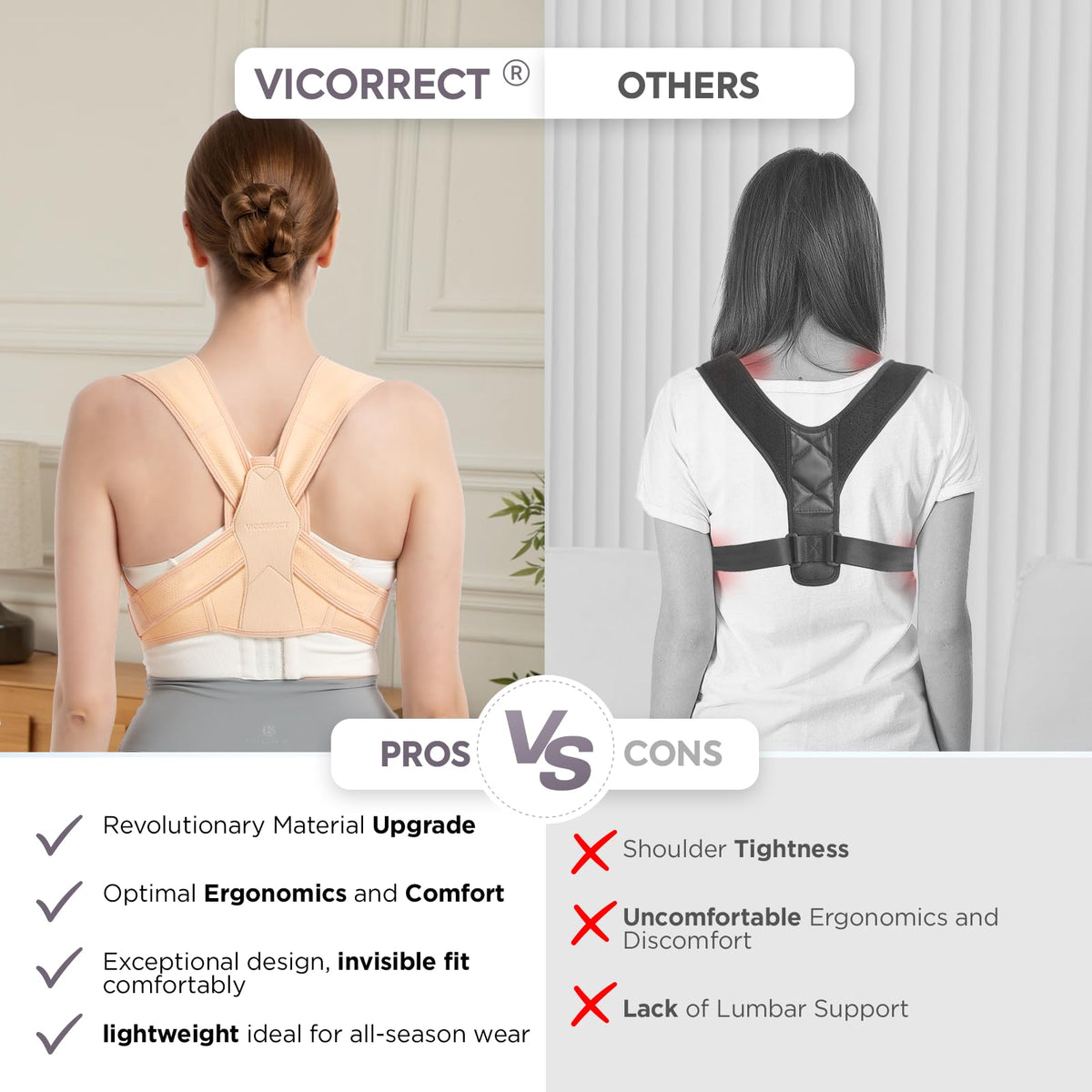 Posture Corrector for Women and Men, Adjustable Upper Back Brace for Clavicle Support and Providing Pain Relief from Neck, Shoulder, and Upper Back (Beige, Small/Medium)