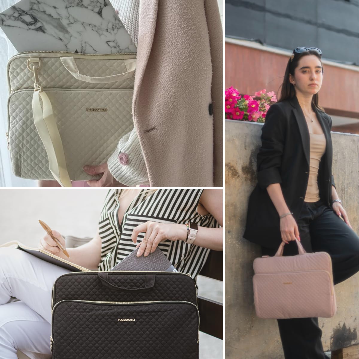 BAGSMART 15.6 Inch Laptop Case Sleeve Compatible with MacBook Pro 16 Inch,15.6 Inch HP,Dell,Acer Aspire,Asus Notebook, Lightweight Laptop Bag for Women with Shoulder Strap,Pocket,Handle, Pink