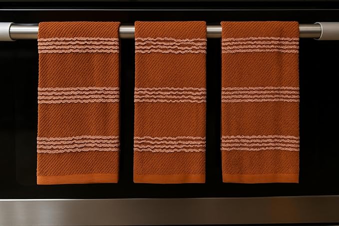 Serafina Home Terracotta Orange Rust Kitchen Hand Dish Towels: Oversized 18" x