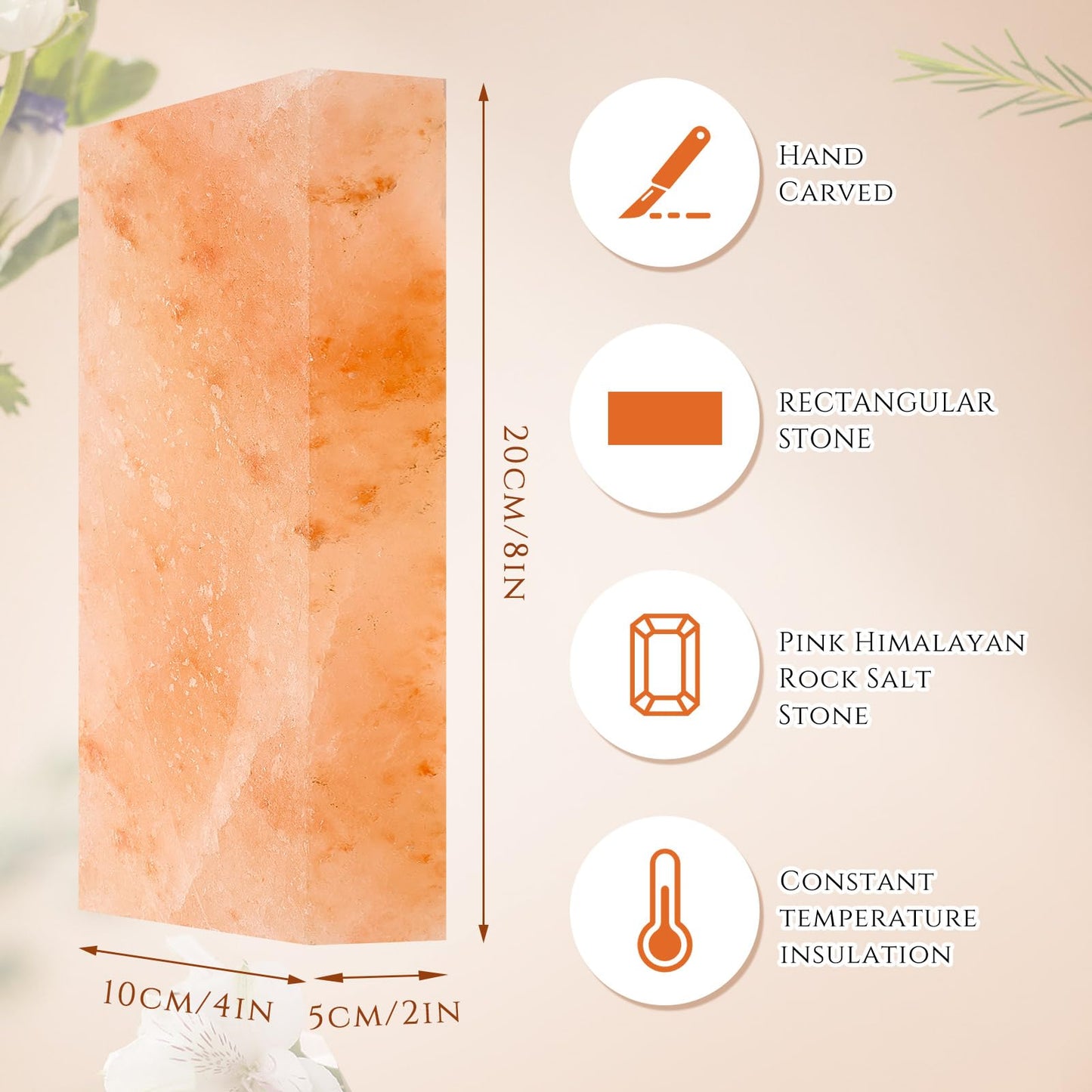 Swiffen 6 Pcs Himalayan Salt Tiles for Sauna Spa, 8 x 4 x 2 Inches, Natural Pink Salt Bricks Bulk Stone Blocks for Building Sauna Room, Spa Walls, Massage, Dry Aging, Wellness Centers, Home DIY Decor