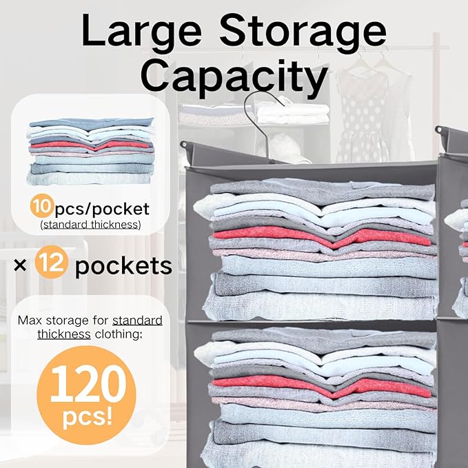 Space-Saving Hanging Closet Storage Organizer – Dual-Row Foldable Shelves