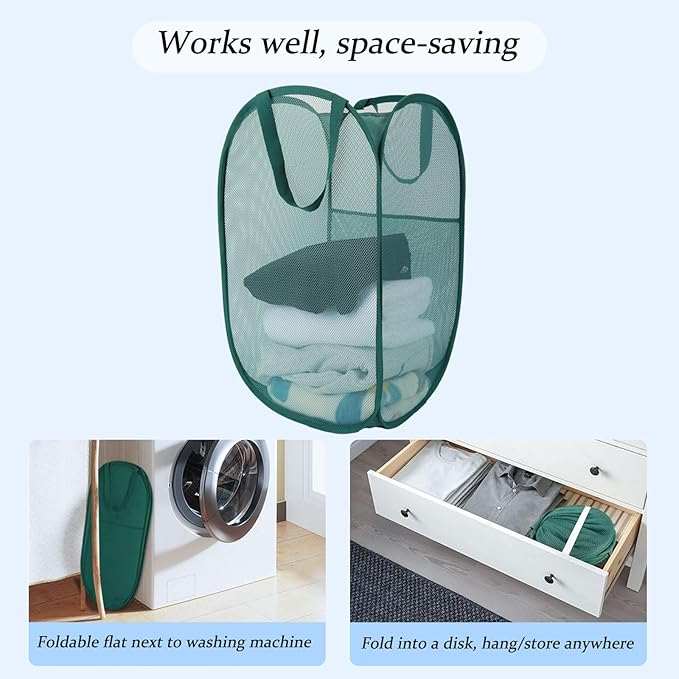 Upgraded 100L Extra Large Mesh Pop Up Laundry Basket
