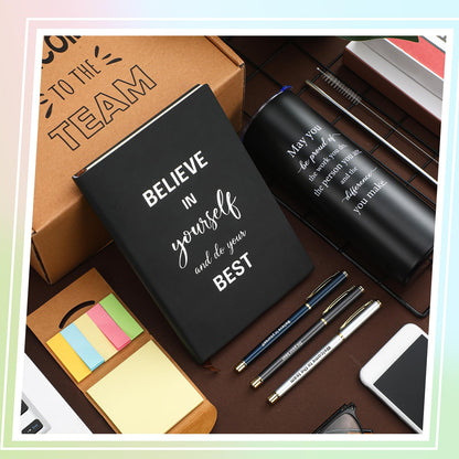 Teenyyou 7 Pcs New Employee Welcome to The Team Gift Set for Him or Her Welcome to The Team Gift Box Holiday Gifts Include 20oz Tumbler Notebook Pens and Sticky Note for New Employee Worker(Black)