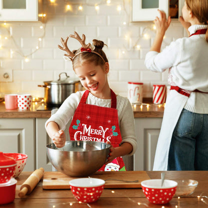 Nidoul Kids Apron for Boys Girls, Adjustable Chef Apron with Pocket, Kitchen Bib Apron for Cooking Baking Art Painting Gardening, Christmas
