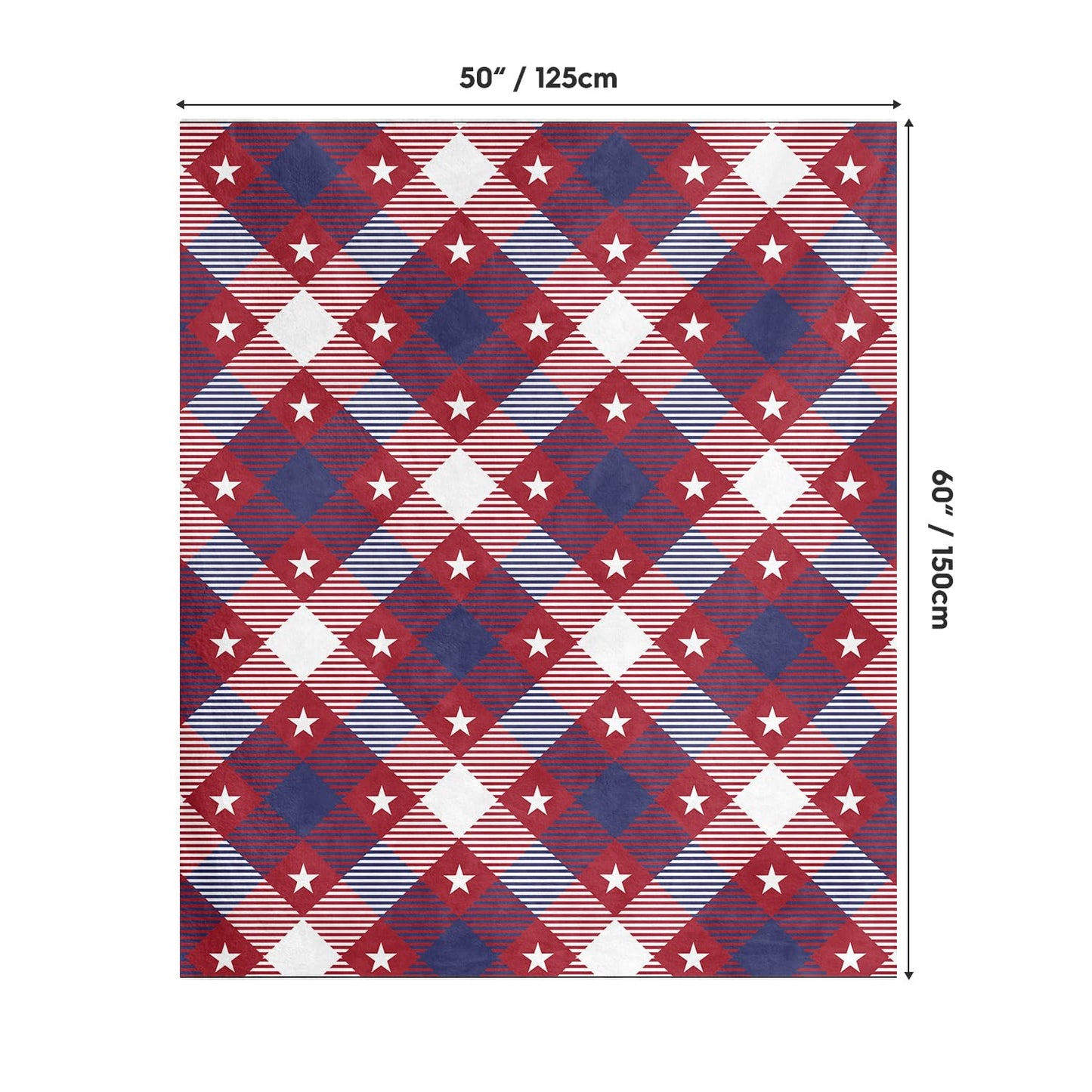 Horaldaily 4th of July Flannel Blanket Throw, Red Buffalo Plaid Stars Independence Day Memorial Day Soft Fuzzy Plush Cozy Fleece Blankets for Couch Sofa Bed Decor, Ideal Gifts for Kids Adults 50x60