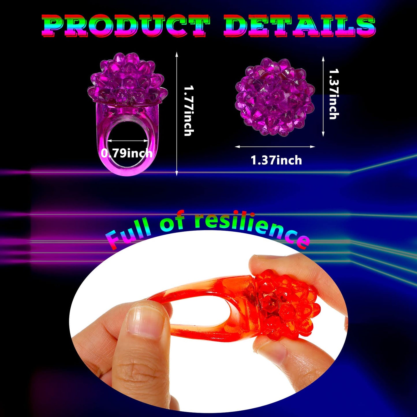 Sosation 100 Pcs Halloween Light up Ring LED Flashing Ring Halloween Party Favors Glow in The Dark Bumpy Jelly Finger Light up Blinking for Kids Carnival Party Supplies(Colorful)