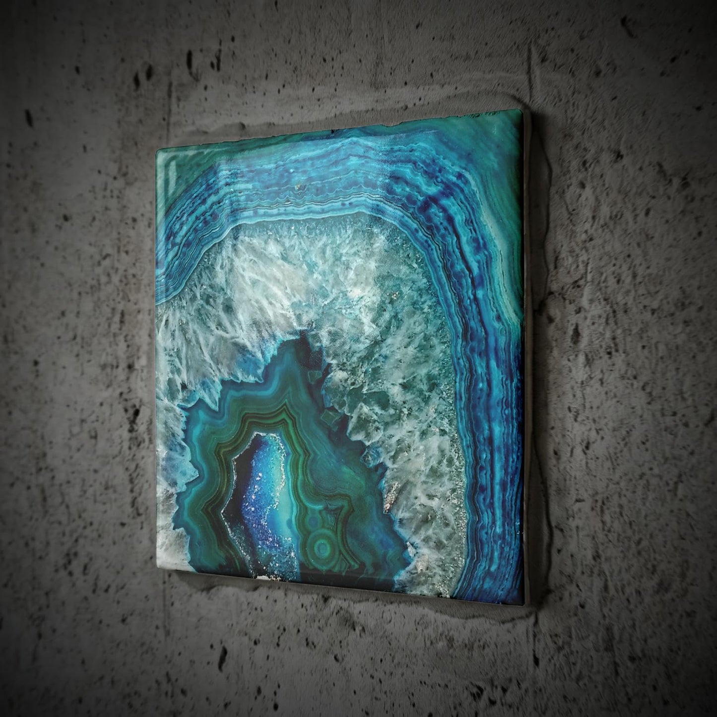 3dRose Image of Luxury Aqua Blue Marble Agate Gem Mineral Stone 12 Inch Ceramic Tile
