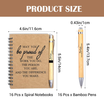 Kegeeei 32 Pcs Employee Appreciation Gifts Bulk - 16 Sets of Inspirational Spiral Notebooks with Motivational Pens, Thank You Gifts for Coworkers, Office Staff, Nurses, Team & Volunteers