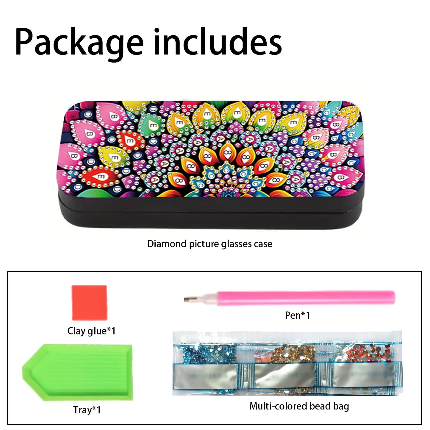 AiYuanzsh DIY Diamond Painting Glasses Case, Mandala Flower Eyeglass Storage Box, Colorful 5D Diamond Art Kit for Adults, Travel Sunglasses Holder, Handmade Craft Gift Idea