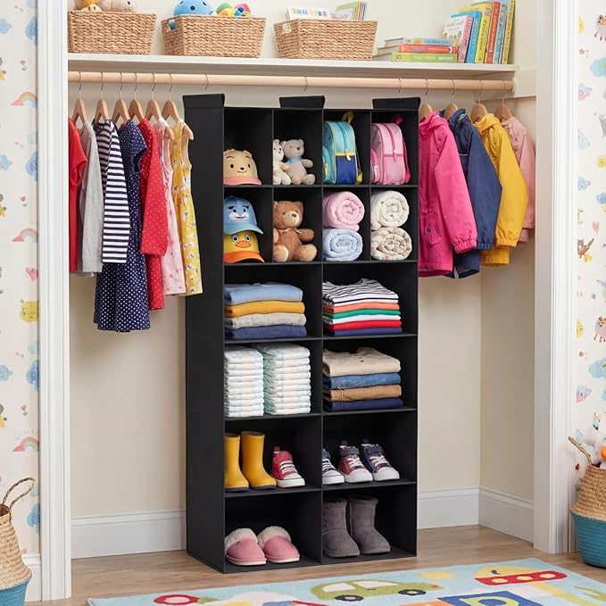 Ofiray-home 6 Tier Hanging Closet Organizer, 16 Compartments Sweater Organizer
