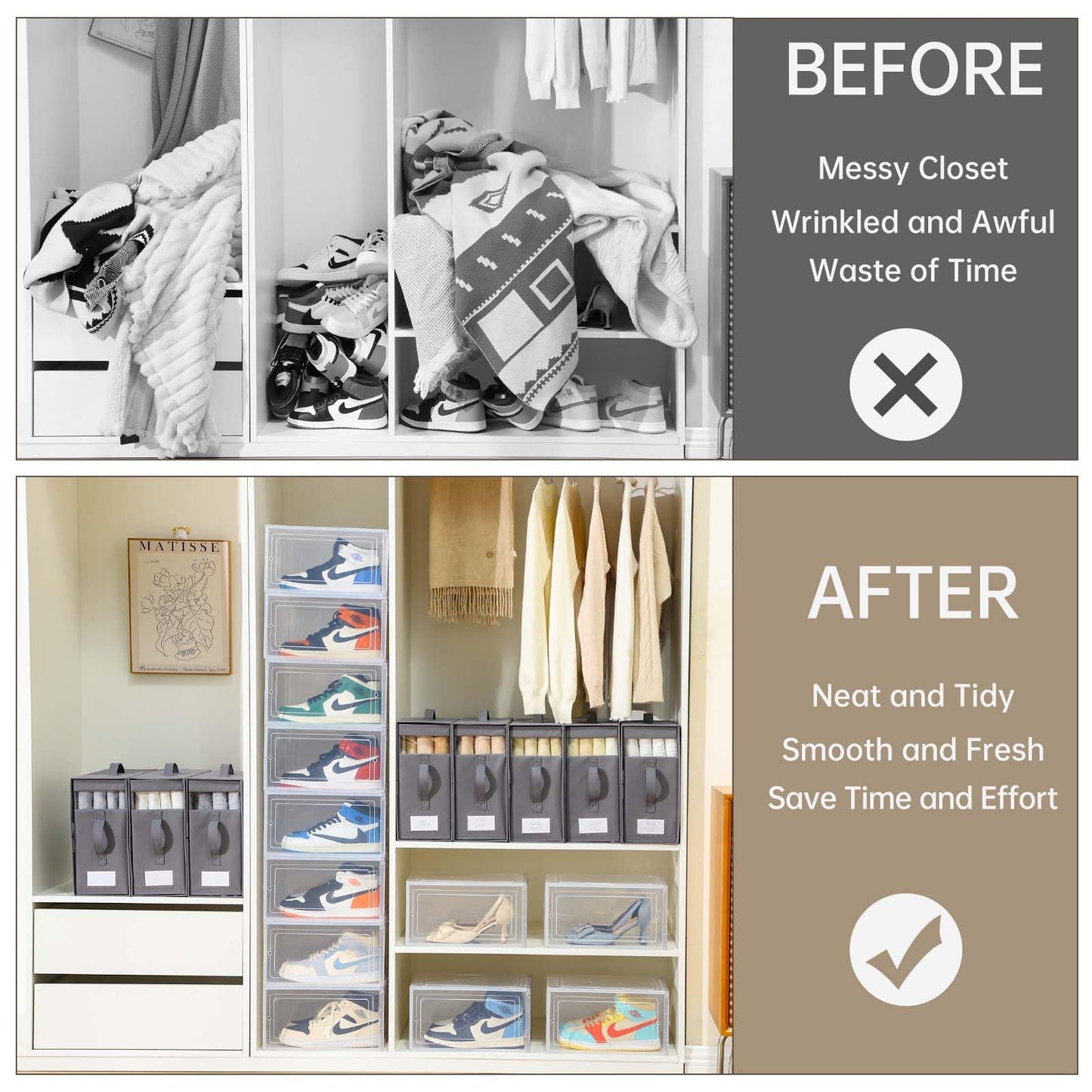 Large Bed Sheet Organizers and Storage,8 Pack Linen Closet Organizers and Storage, Foldable Bedding Storage for Bedsheets