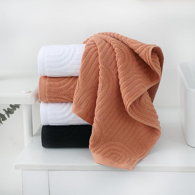 Pidada Hand Towels Set of 2 Striped Pattern 100% Cotton Absorbent Soft
