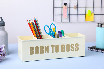 DUDKI Home Present Desk Organiser 4 compartments Decorative Pen Pencil holder/Vanity Kit/Travel Box/Makeup Box/Cosmetic Box/Storage Box/knife Holder/Spoon Holder-Gift Office Desk Décor