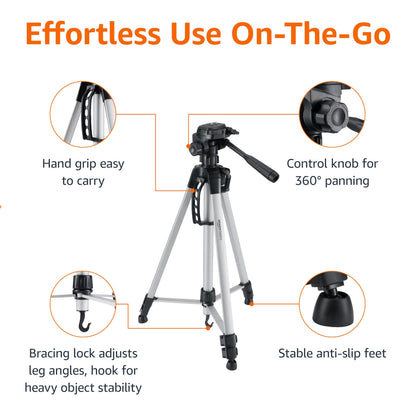 Amazon Basics 152 cm (60-Inch) Lightweight Camera, DSLR and Binocular Tripod with Bag, Black