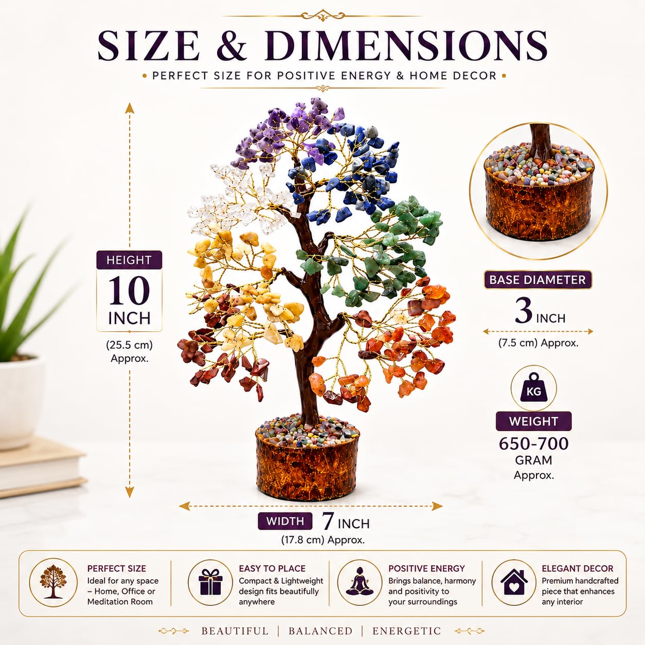Marubhumi 7 Chakra Healing Crystal Tree Kit – Handmade Gemstone Bonsai Tree for Home Decor, Positive Energy, Feng Shui Good Luck, Money Prosperity Spiritual Gift Set for Women Mom Birthday Meditation