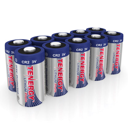Tenergy CR2 3V Lithium Battery Non-Rechargeable PTC Protected High Performance CR2 Batteries for Flashlight, Digital Cameras, Toys, Alarm Systems, 10 Pack