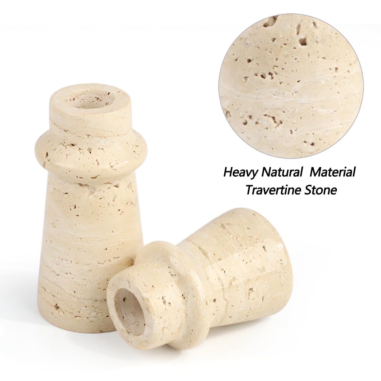 Vixdonos Natural Stone Candle Holder Set of 2 Taper Candle Candlestick Mantle Candle Stand for Home Decor,Wedding,Party and Table Centerpieces(White)