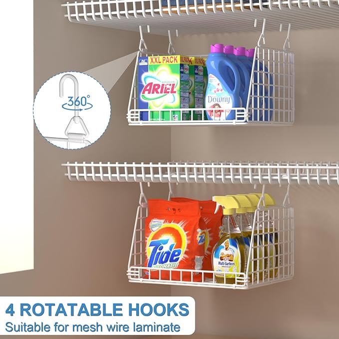 3-Pack Laundry Room Organization and Storage, Hanging Wire Basket