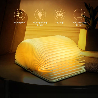 QXMGCBOK Folding Book Lamp Dragon Night Light, Portable Bedside Light (3 Colors) - Gift for Readers & Teens
