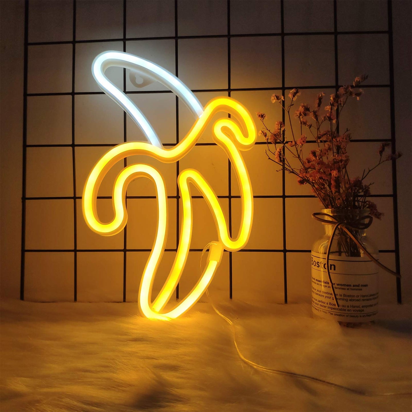 ENUOLI LED Banana Neon Signs Decorative Neon Light USB or Battery Operated for Home Banana Night Light Art Banana Neon Wall Decor Lights for Home Wedding Birthday Party Kids Room Living Room Holiday