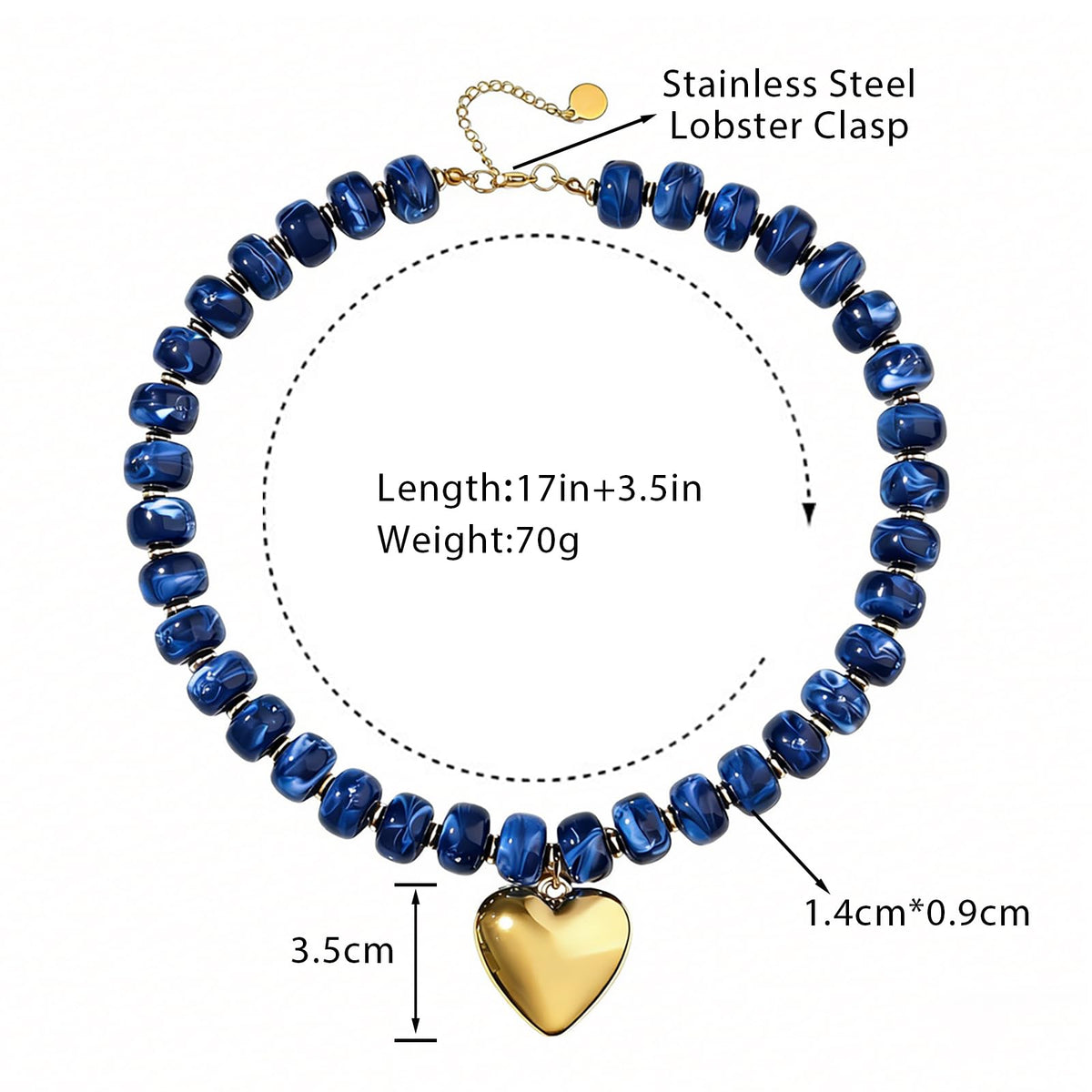 joymiao Beaded Necklace for Women Big Bead Necklace Choker Boho Bead Chunky Beaded Necklace Trendy Statement Necklaces Summer Jewelry