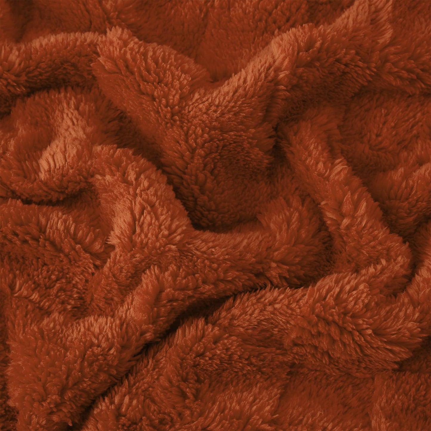 Linecooo Burnt Orange Fleece Throw Blanket 50”×60” for Couch Sofa Bed,Super Soft Cozy Plush Microfiber Flannel Blanket with 3D Checkered Design Lightweight for Adults,Woman,Girls