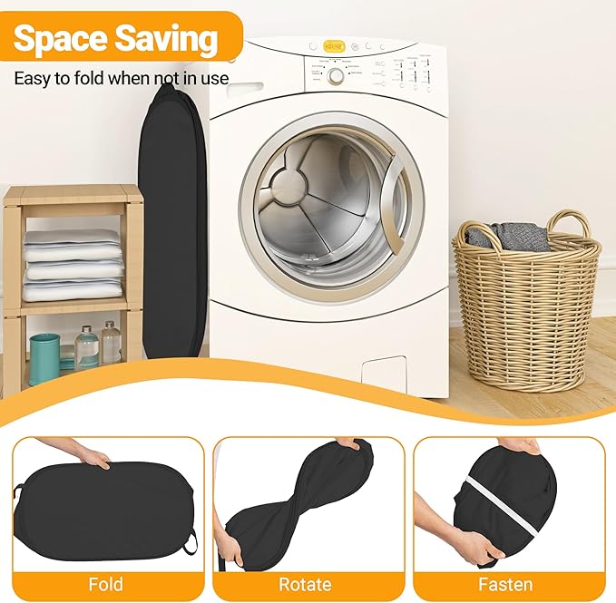 Pop Up Laundry Hamper with Side Pockets, Foldable Laundry Basket Reinforced