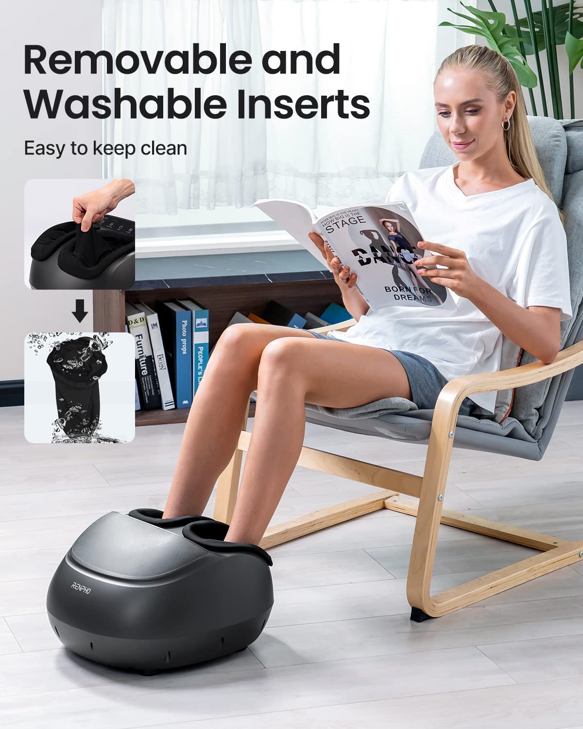 RENPHO Foot Massager Machine [2025 Upgraded], FSA HSA Eligible Shiatsu Foot Massager with Heat, Plantar Fasciitis Massager, True Feet Massage, Birthday Gifts for Women Mom Men Dad, Fits Up to Size 13