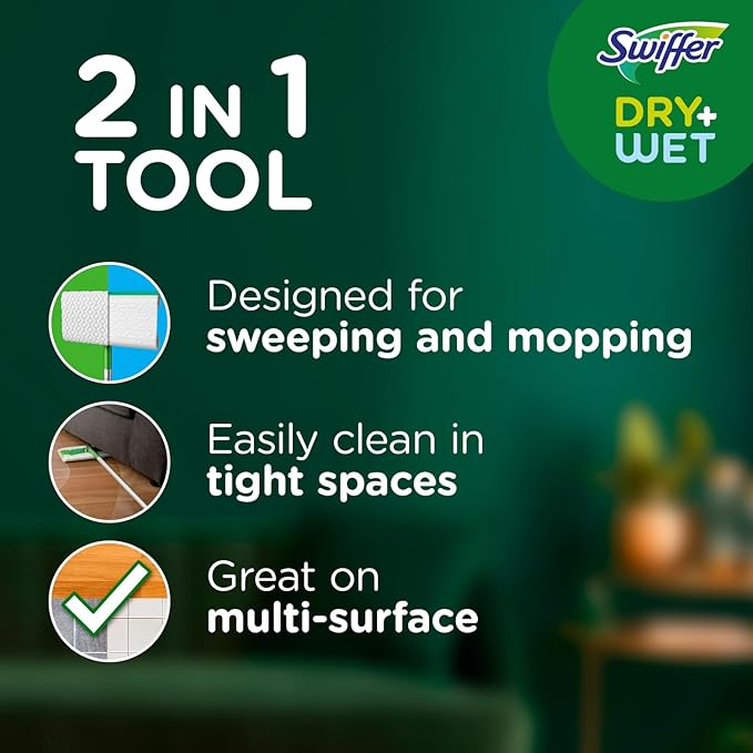 Swiffer Sweeper 2-in-1 Mops for Floor Cleaning, Dry and Wet Multi Surface Floor