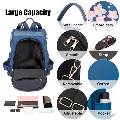 Ray-Velocity Anti Theft Women Backpack Waterproof Fashion Backpack Shoulder Bag for Lady Girl Dailyuse Travel Work School (Butterfly Blue)