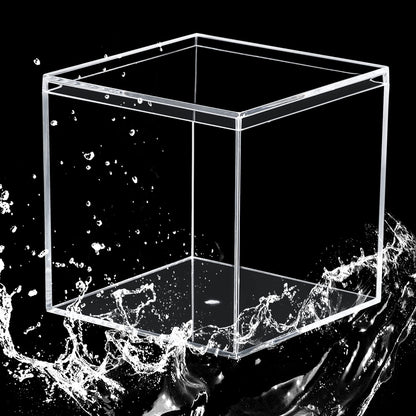 Kamehame Acrylic Boxes for Display 4 Pack Clear Plastic Square Cube, 3.9x3.9x3.9Inch/100x100x100mm Small Acrylic Box with Lid, Candy Pill and Tiny Jewelry Storage Boxes Organize Containers