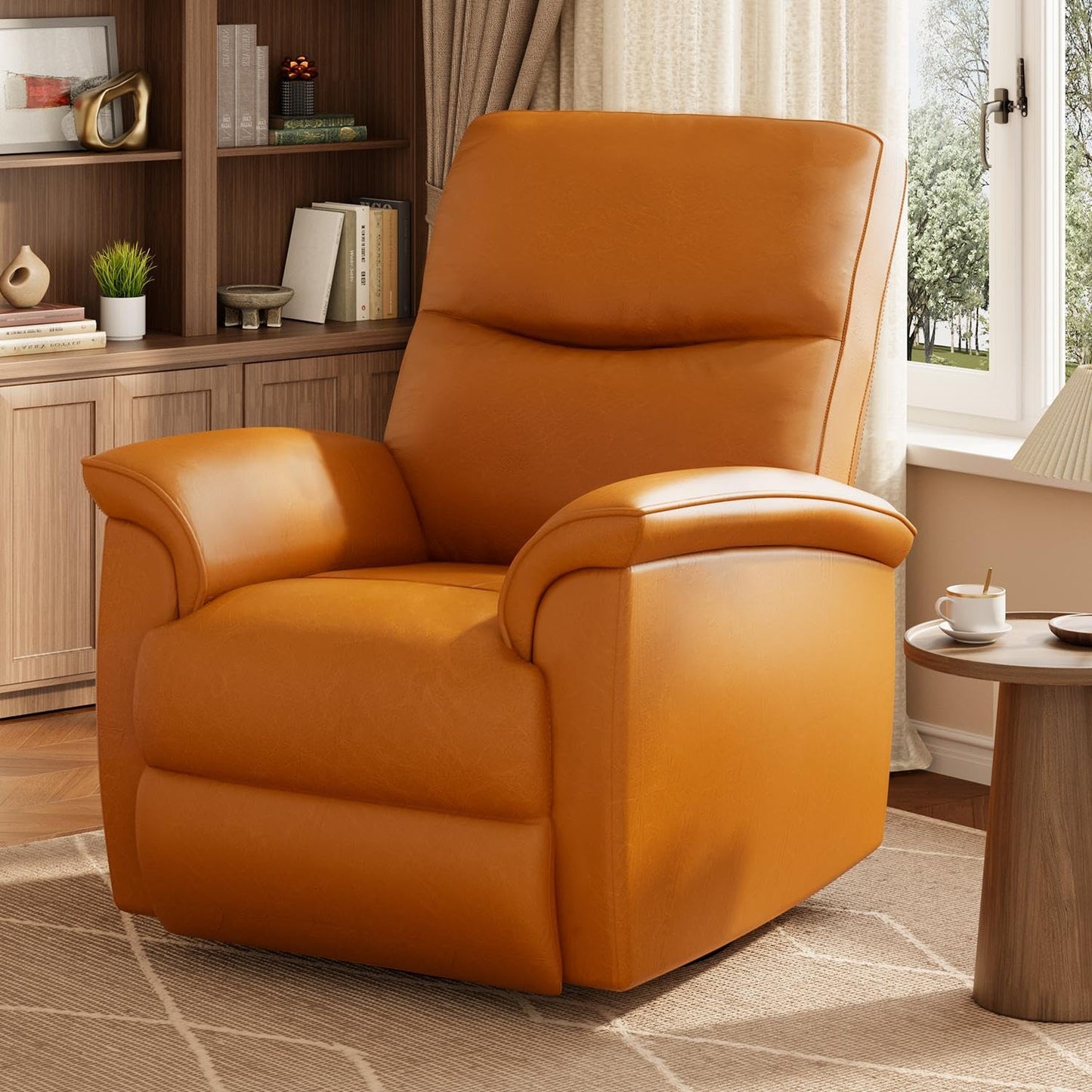 Garvee Power Recliner Chair, PU Leather Electric Reclining Armchair with Free Position, Oversized Armrest Lazy Chair Sofa for Adult, 350 Lb Capacity, Single Sofa for Living Room Bedroom, Brown