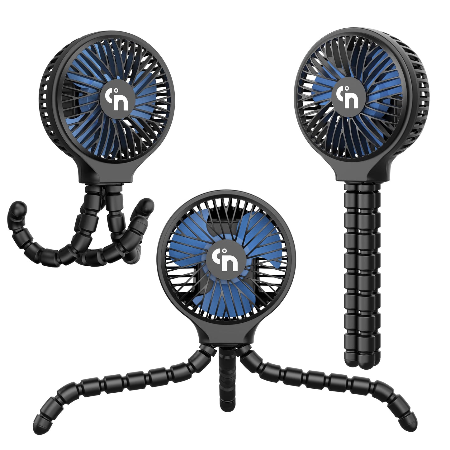HomeLifairy Portable Stroller Fan, USB or Rechargeable Battery Operated with 3 Speeds and 360°Rotate, Cooling Clip On for Baby Crib Travel Car Seat Black