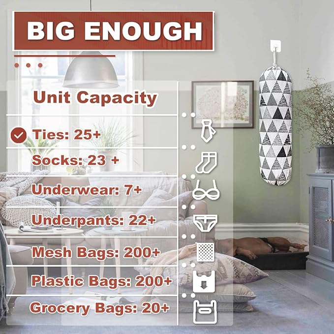 Plastic Bag Holder, Wall Mount Plastic Bag Organizer, Washable Large Grocery