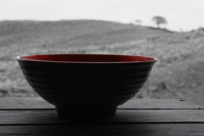 4 Ramen Bowls, 12 pieces Pho set. Red Black Ramen Bowl Set. Unbreakable Melamine. Asian Japanese soup. Spoons And Chopsticks kit. . XL 37 oz. Noodles, Rice, Udon, Thai, Chinese, Korean, Wonton, Miso