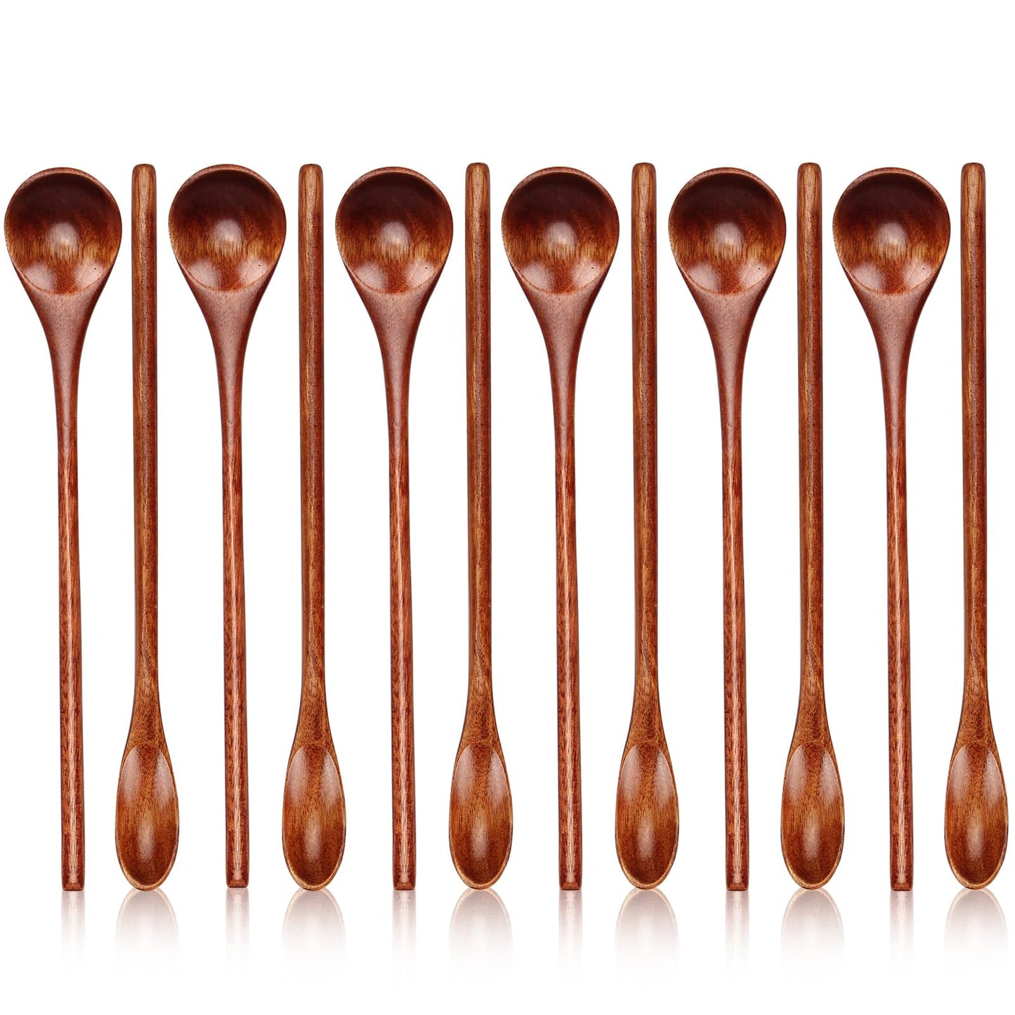 renawe 12 Pcs Small Wooden for Coffee Spoon Set Teaspoons Tasting Spoons Tiny Wood Iced Tea Spoons Stirring Spoon for Jars Eating Spices Seasoning Spoons Stir Spoon Honey Spoons, 9 inch, Natural