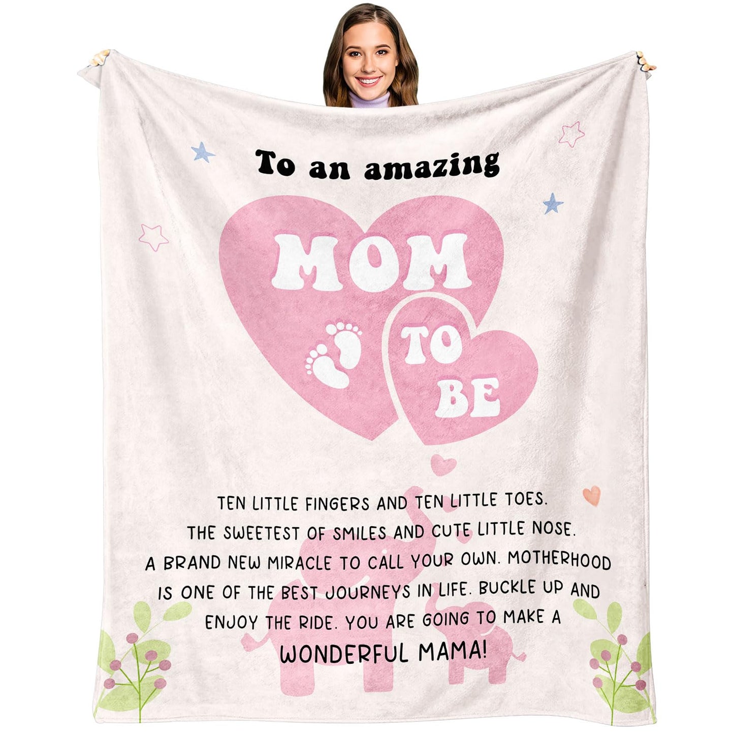 puekrtoa Mom to Be Gifts, New Mom's Gift Blanket 60"X50", First Time Mom Gift, Pregnancy Gifts for Expecting Moms, Postpartum Presents for New Moms After Birth