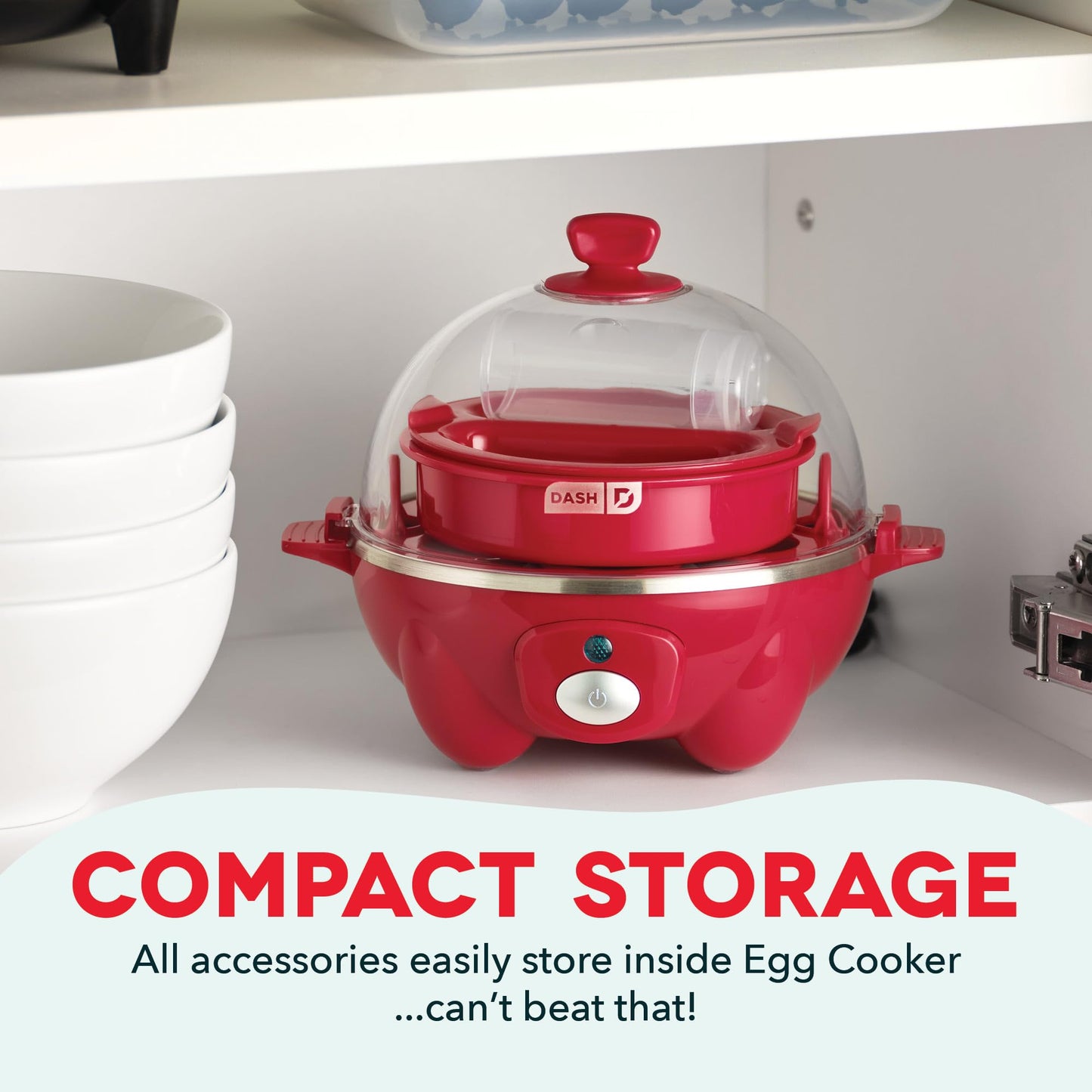 DASH Rapid Egg Cooker: 6 Egg Capacity Electric Egg Cooker for Hard Boiled Eggs, Poached Eggs, Scrambled Eggs, or Omelets with Auto Shut Off Feature - Aqua, 5.5 Inch (DEC005AQ)