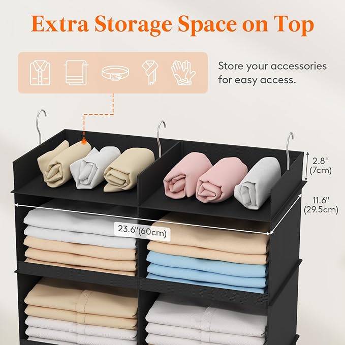 Lifewit Dual-Row Shelf Hanging Closet Organizer and Storage, Clothes Shelves