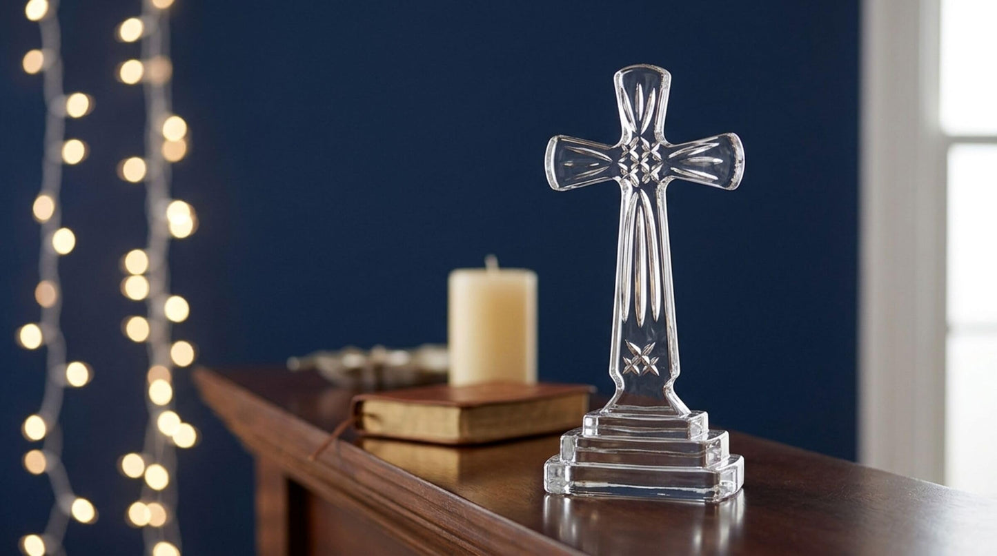 Mikasa Celebrations Rejoice Glass Crystal Cross, 9-Inch, 2.56" x 4.13", Clear