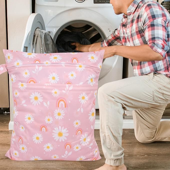 2pcs Travel Waterproof Laundry Bag, Cloth Diaper Wet Dry Bags
